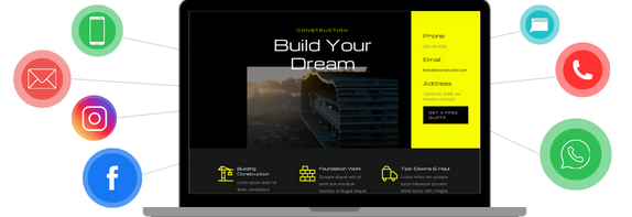 website on computer with conversations icons around it